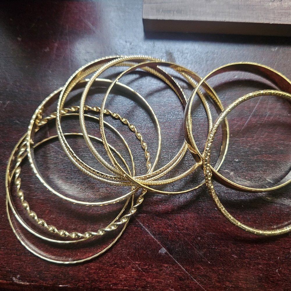 True & Co Gold Bangle Bracelet Set